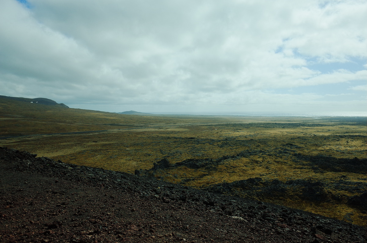 An empty plain in the Snaefellsnes Peninsula beyond the Saxholl Crater.