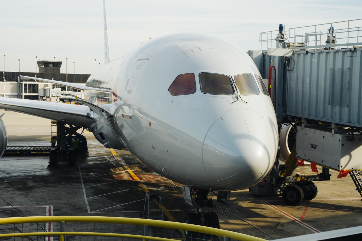 An American Airlines Boeing 787 aircraft.