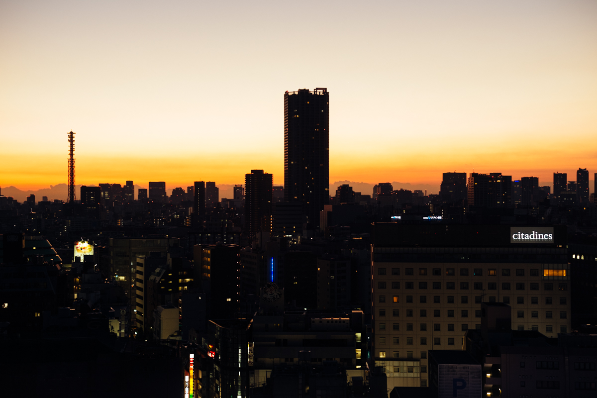 City skyline of Shinjuku during sunrise.