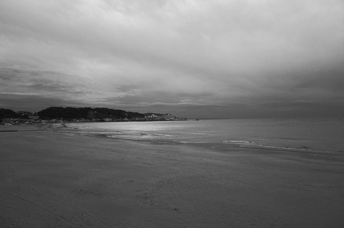 Yuigahama Beach in Kamakura, Japan.