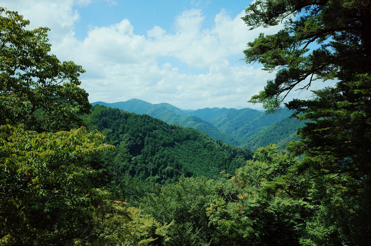 Distant mountains viewed from the summit of Mount Takao.