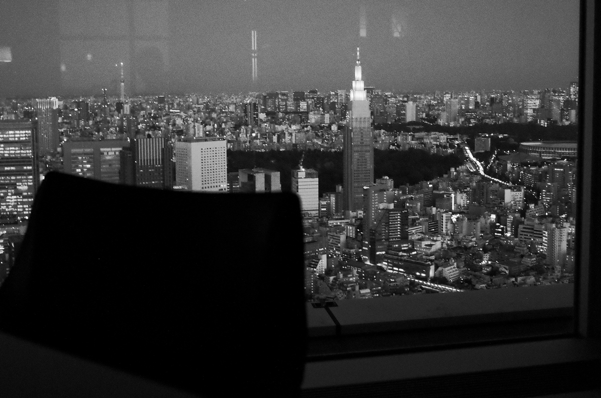 View of Shinjuku from inside the Park Hyatt Tokyo bar.