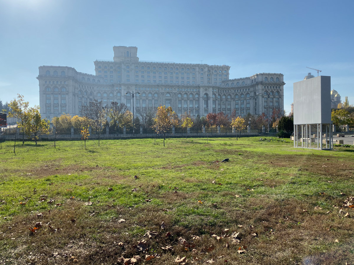 Landscape view of the Palace of the Parliament in Bucharest, Romania.