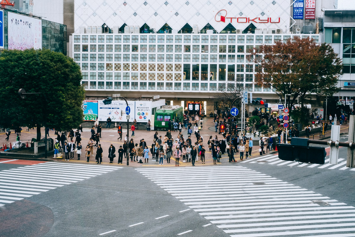 The Shibuya Crossing, a famous crosswalk.